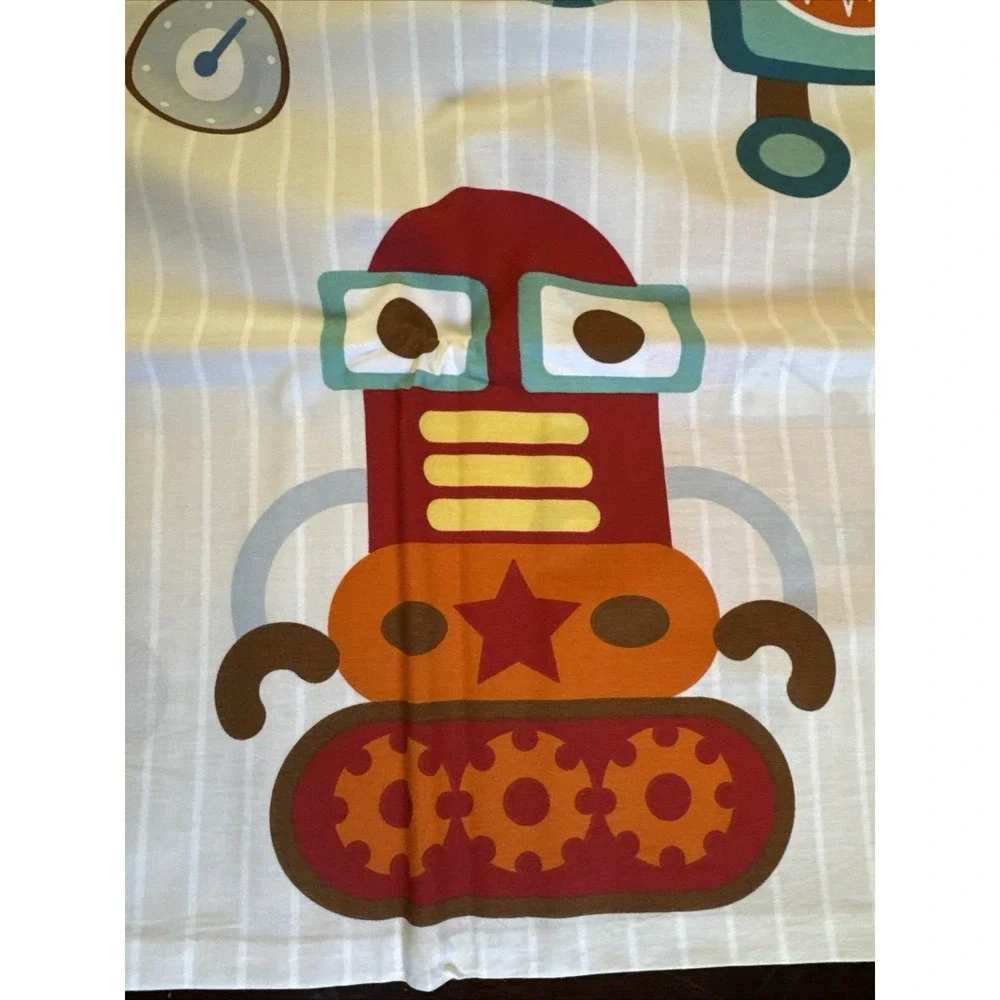 The Company Store Kids Robot TWIN Flat Sheet Only Print Craft Fabric 100% Cotton